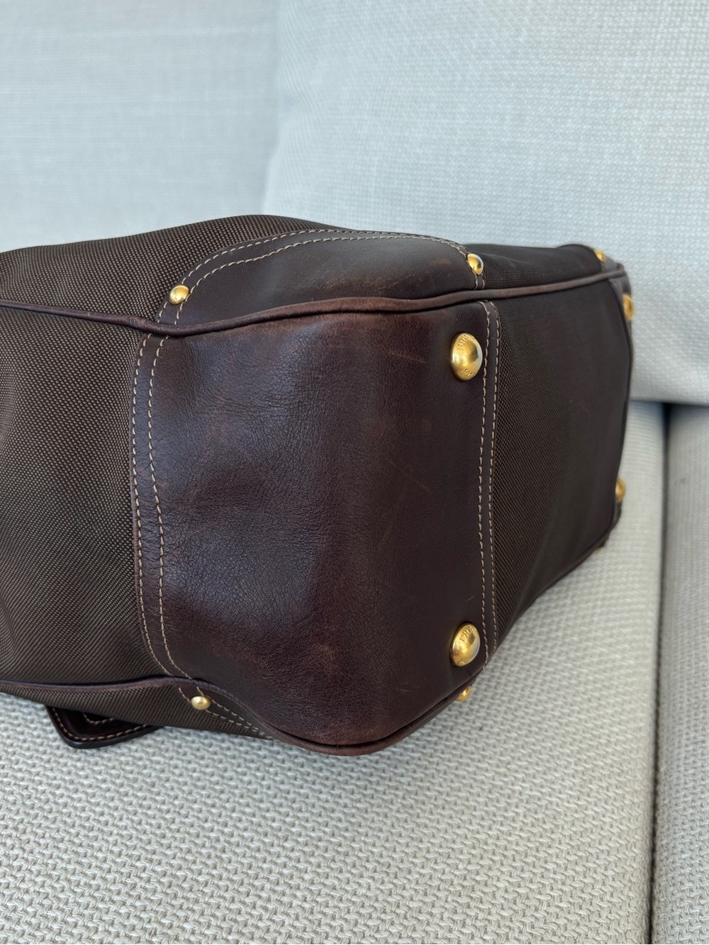 Prada Dark Brown Canvas Jacquard Tote Bag - Picture 12 of 14